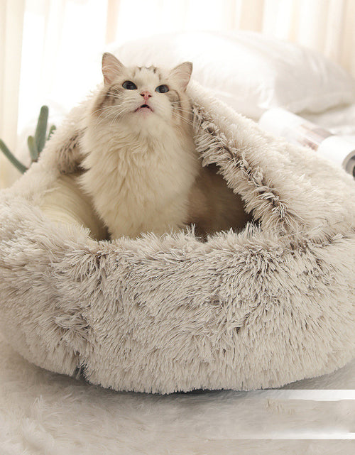 Load image into Gallery viewer, 2 In 1 Dog And Cat Bed Pet Winter Bed Round Plush Warm Bed House Soft Long Plush Pets Bed
