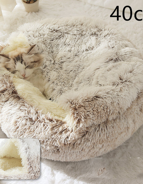 Load image into Gallery viewer, 2 In 1 Dog And Cat Bed Pet Winter Bed Round Plush Warm Bed House Soft Long Plush Pets Bed
