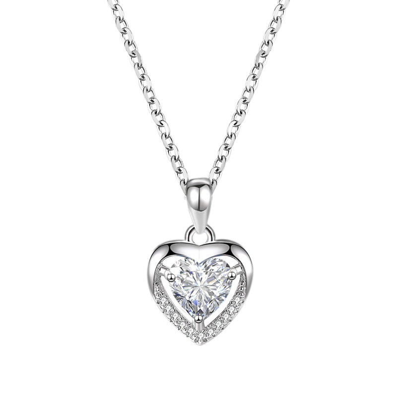 925 Heart-shaped Rhinestones Necklace Luxury Personalised Necklace For Women Jewellery Valentine's Day Gift