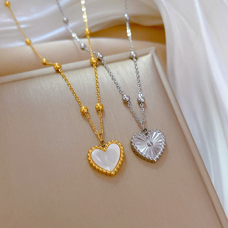 Heart-Shape Love Necklace For Valentines Day Temperamental Personality Minimalist Stove Real Gold Necklace Female