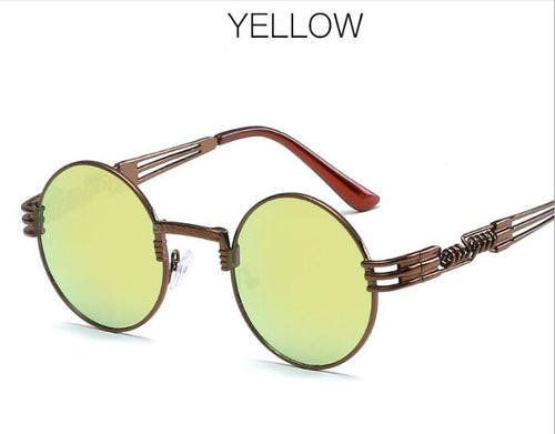 Load image into Gallery viewer, Gold Metal Fashion John Lennon Round Sunglasses Steampunk Sunglasses Mens Womens Retro Vintage Coating Mirrored Eyewear Shades
