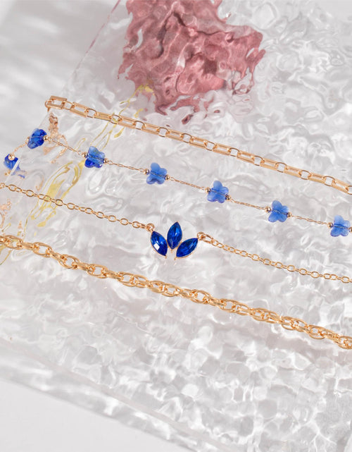 Load image into Gallery viewer, 4pcs Blue Flower Love Butterfly Bracelet Set With Rhinestones Design
