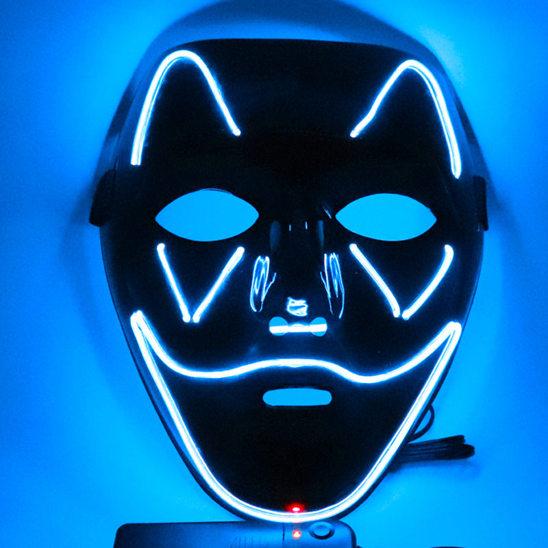 Halloween Black Shell Ice Blue Light Mask