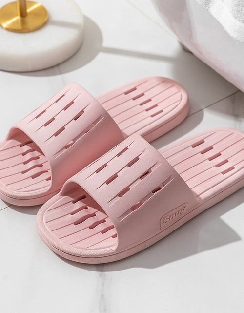 Load image into Gallery viewer, Anti-slip Striped Texture Hollow Design Slippers Women Floor Bathroom House Shoes Summer Indoor Home Slipper Couple
