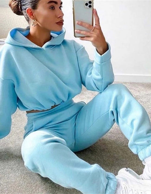 Load image into Gallery viewer, Jogging Suits For Women 2 Piece Sweatsuits Tracksuits Sexy Long Sleeve Hoodie Casual Fitness Sportswear
