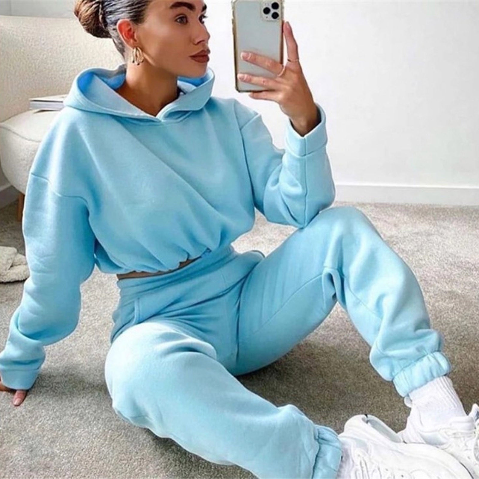 Jogging Suits For Women 2 Piece Sweatsuits Tracksuits Sexy Long Sleeve Hoodie Casual Fitness Sportswear