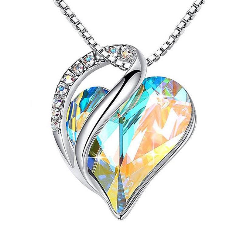 925 Sliver Heart Shaped Geometric Necklace Jewellery Women's Clavicle Chain Valentine's Mothers Day Gift