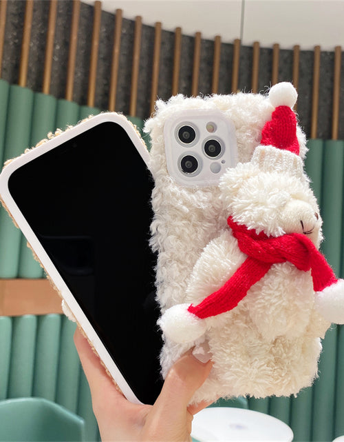 Load image into Gallery viewer, Christmas Bear Plush Mobile Phone Case
