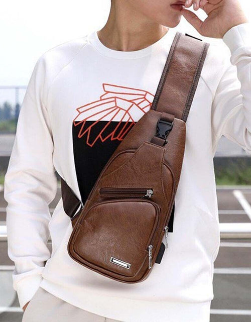 Load image into Gallery viewer, Men Chest Bag PU Shoulder Sling Backpack Pack Travel Sport Cross Body Bags
