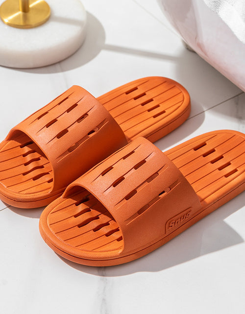 Load image into Gallery viewer, Anti-slip Striped Texture Hollow Design Slippers Women Floor Bathroom House Shoes Summer Indoor Home Slipper Couple
