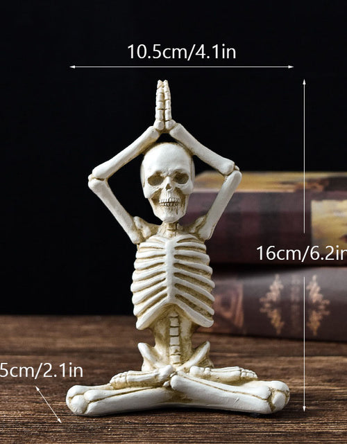 Load image into Gallery viewer, Halloween Horror Desktop Decoration Resin Ornaments Feature Modeling Yoga Skull Skeleton
