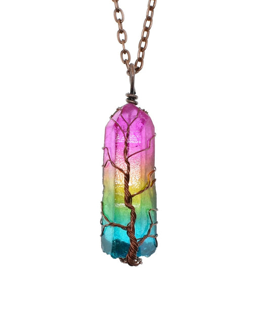 Load image into Gallery viewer, Hot Selling Stone Crystal Pillar Tree Of Life Pendant
