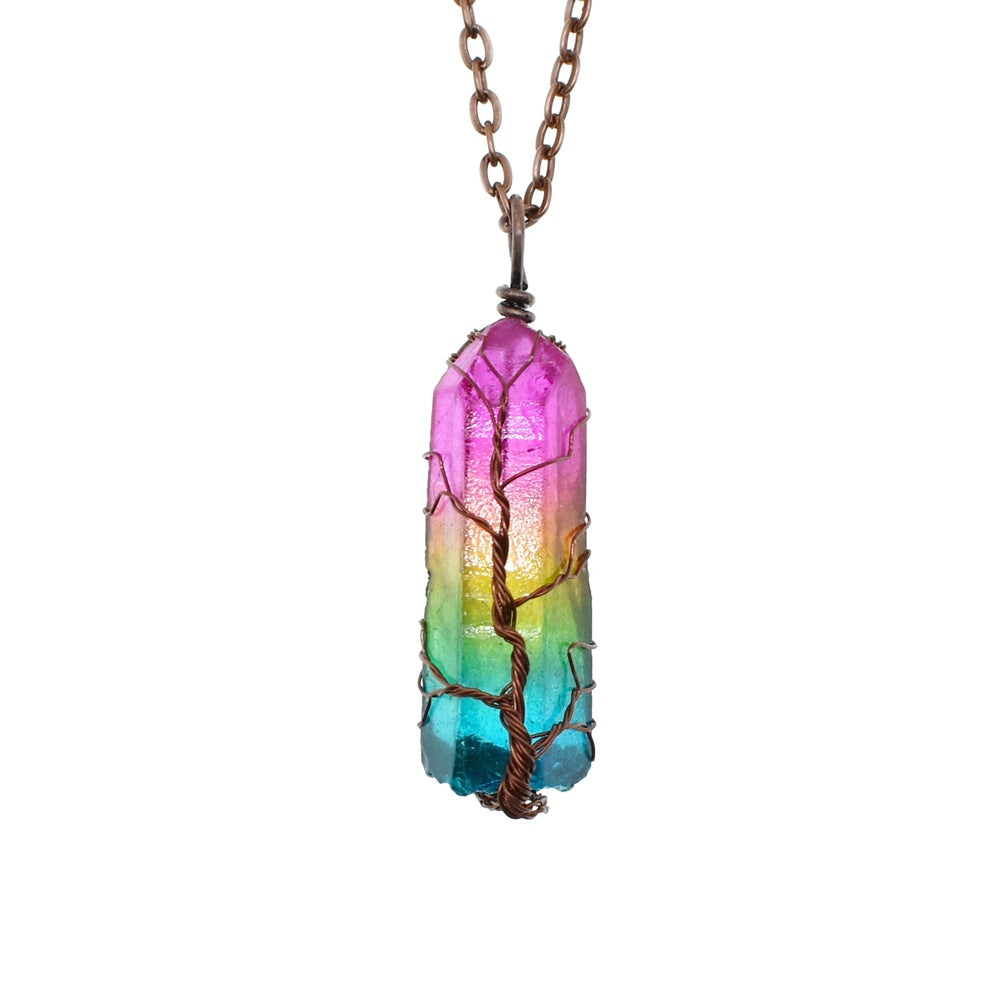 Hot Selling Stone Crystal Pillar Tree Of Life Pendant