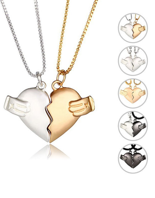 Load image into Gallery viewer, Creative Magnet Love Necklace 2pcs Heart-broken Shape Necklace Men And Women Jewellery
