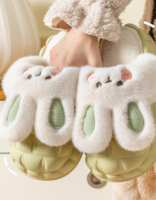 Load image into Gallery viewer, Cute Rabbit Shoes Winter Fuzzy Slippers Women Detachable Washable House Shoes
