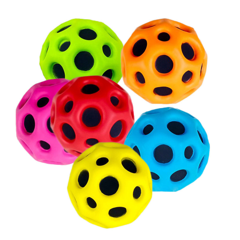 Soft Bouncy Ball Anti-fall Moon Shape Porous Bouncy Ball Kids Indoor Outdoor Toy Ergonomic Design