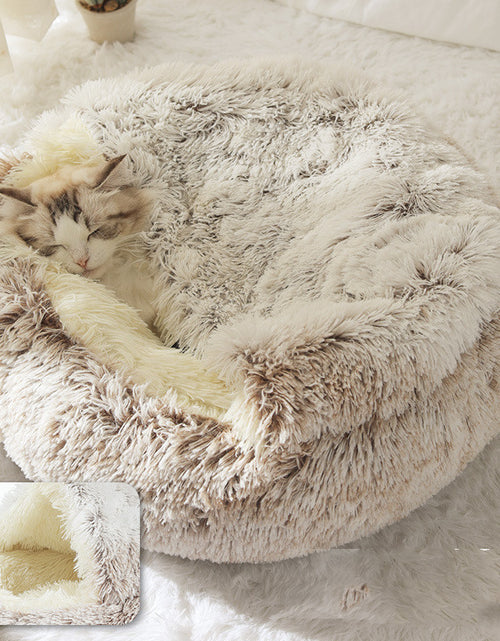 Load image into Gallery viewer, 2 In 1 Dog And Cat Bed Pet Winter Bed Round Plush Warm Bed House Soft Long Plush Pets Bed
