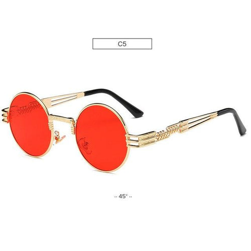 Load image into Gallery viewer, Gold Metal Fashion John Lennon Round Sunglasses Steampunk Sunglasses Mens Womens Retro Vintage Coating Mirrored Eyewear Shades
