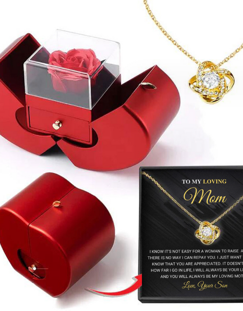 Load image into Gallery viewer, Fashion Jewelry Box Red Apple Christmas Gift Necklace Eternal Rose For Girl Mother&#39;s Day Valentine&#39;s Day Gifts With Artificial Flower Rose Flower Jewelry Box
