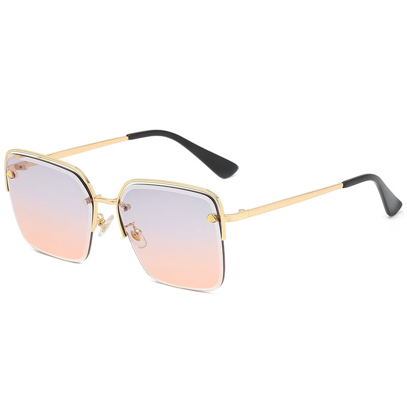 Personality Trend Sunglasses Summer Half Metal Frame Two-Colour Gradient PC Lens Fashion Glasses