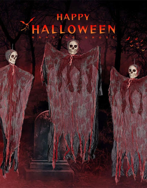 Load image into Gallery viewer, Halloween Hanging Ghost Pendant Dyed Blood Horror Skull Pendants For Halloween Party Patio Lawn Window House Decoration
