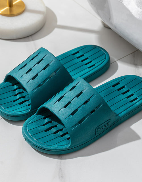 Load image into Gallery viewer, Anti-slip Striped Texture Hollow Design Slippers Women Floor Bathroom House Shoes Summer Indoor Home Slipper Couple
