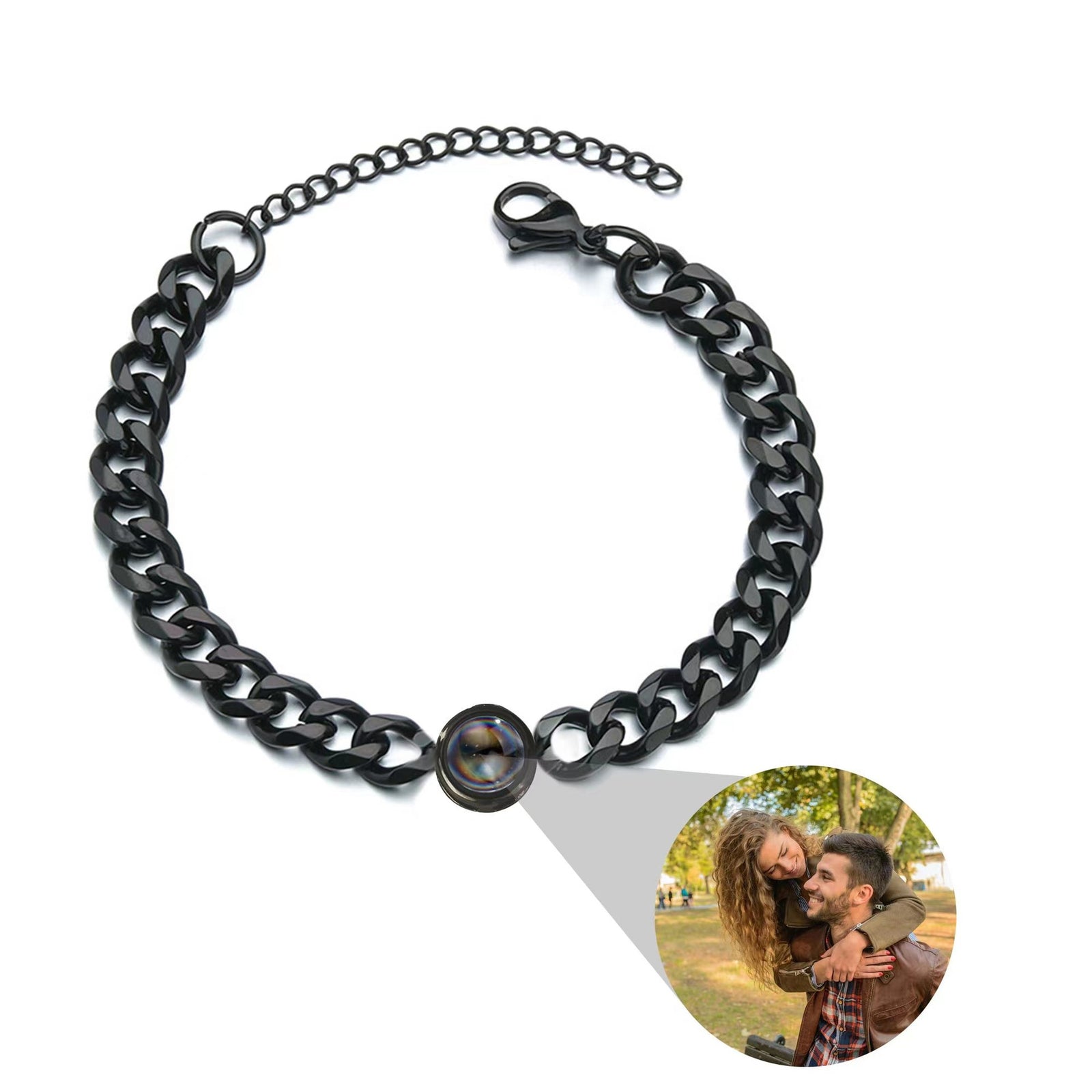 Titanium Steel Men And Women Personalized Photo Projection Custom Family Gathering Pet Couple Birthday Memory Bracelet