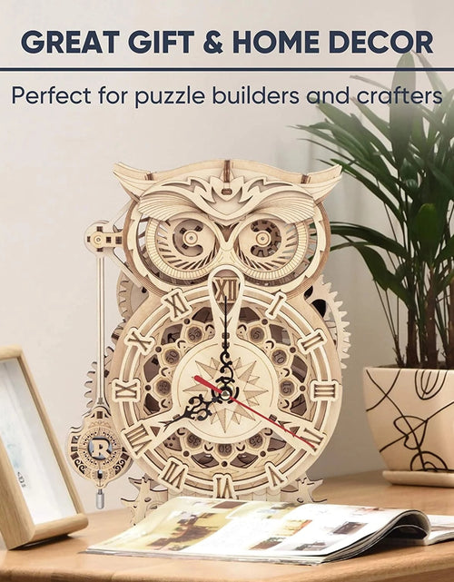 Load image into Gallery viewer, Robotime Rokr Creative DIY Toys 3D Owl Wooden Clock Building Block Kits Gifts Home Decoration
