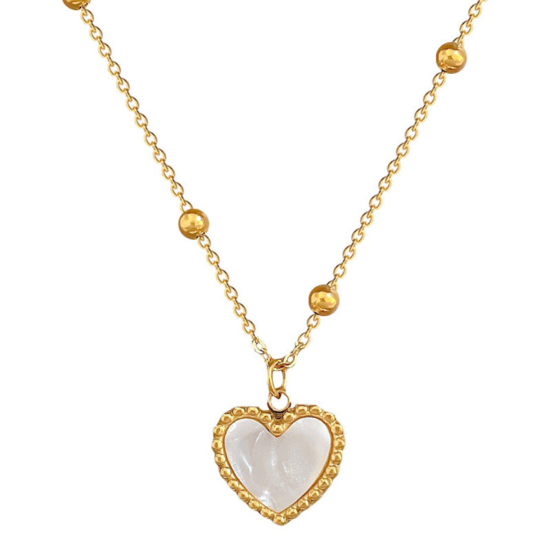 Heart-Shape Love Necklace For Valentines Day Temperamental Personality Minimalist Stove Real Gold Necklace Female