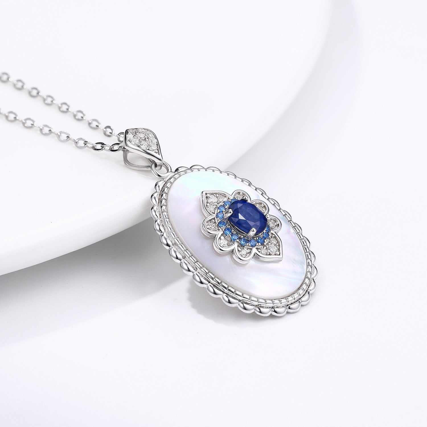 Sapphire Diamond Pendant 925 Sterling Silver Party Wedding Pendants Chain Necklace For Women Charm Jewellery