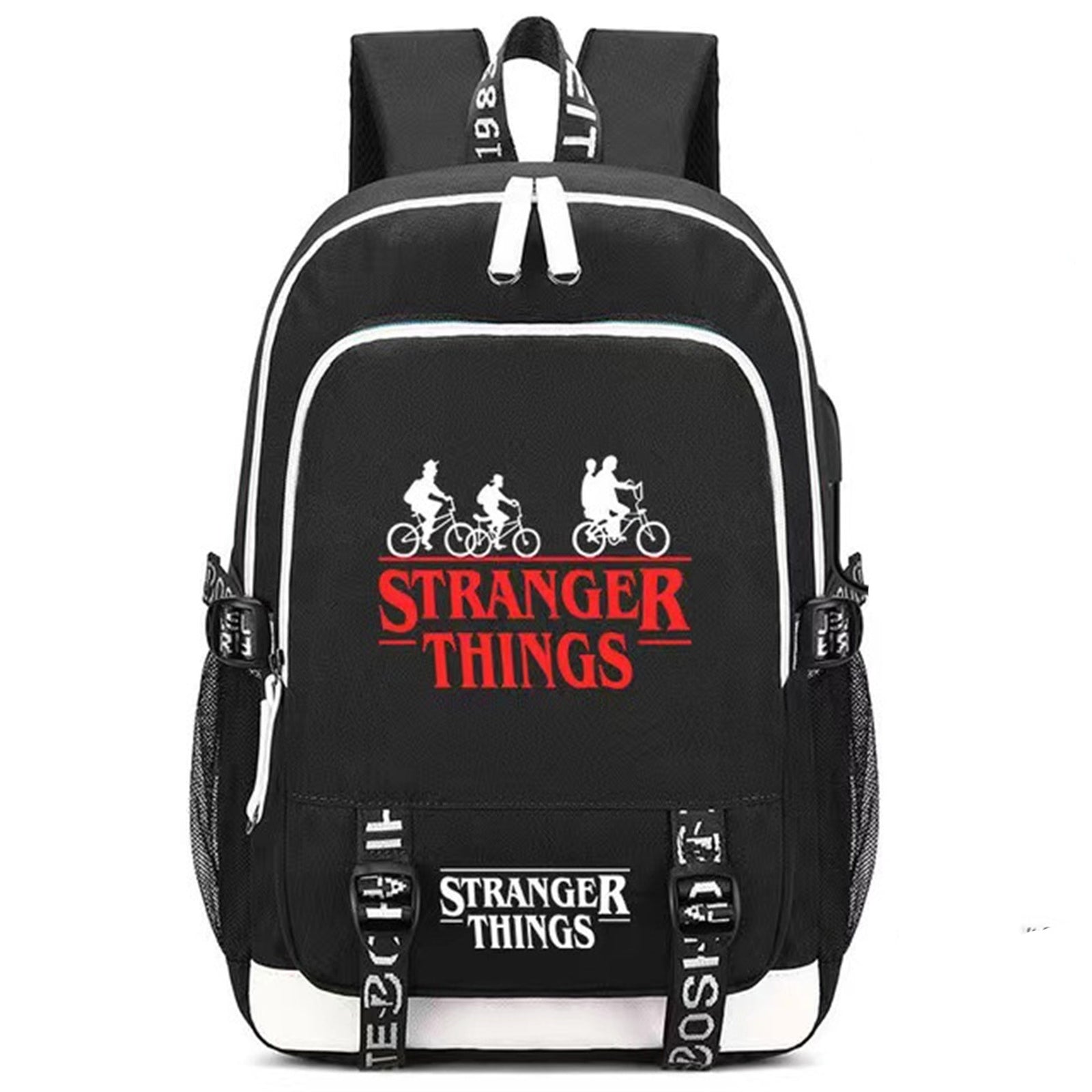 Ride The Bike Down World Of Stranger Backpack Dream Of Exploring Things Laptop Daypack With USB Charging Sport Bag For Men Women Boy Girl Boys