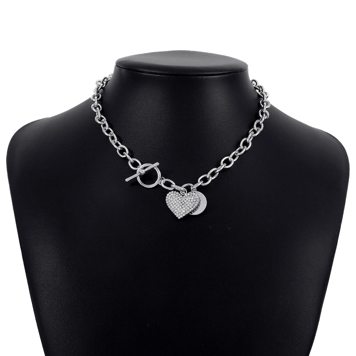 Women's Round Heart Shape With Imitation Diamond Necklace