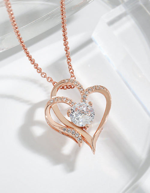 Load image into Gallery viewer, Zircon Double Love Necklace With Rhinestones Ins Personalised Heart-shaped Necklace Clavicle Chain Jewelry For Women Valentine&#39;s Day
