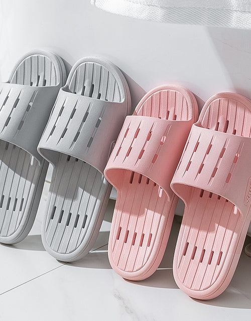 Load image into Gallery viewer, Anti-slip Striped Texture Hollow Design Slippers Women Floor Bathroom House Shoes Summer Indoor Home Slipper Couple
