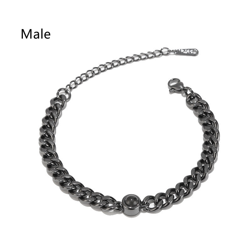 Titanium Steel Men And Women Personalized Photo Projection Custom Family Gathering Pet Couple Birthday Memory Bracelet