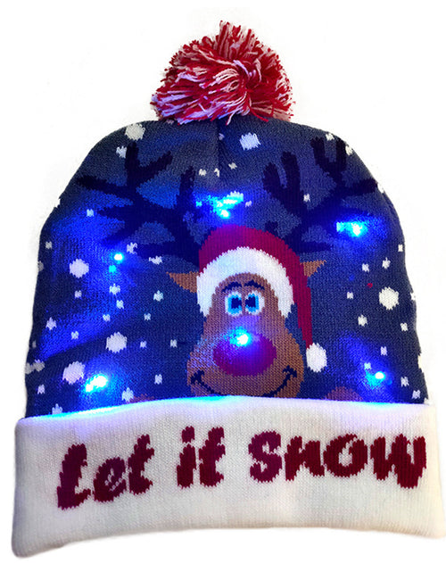 Load image into Gallery viewer, LED Christmas Hat Sweater Knitted Beanie Christmas Light Up Knitted Hat Christmas Gift Adult Kids Xmas New Year Decorations
