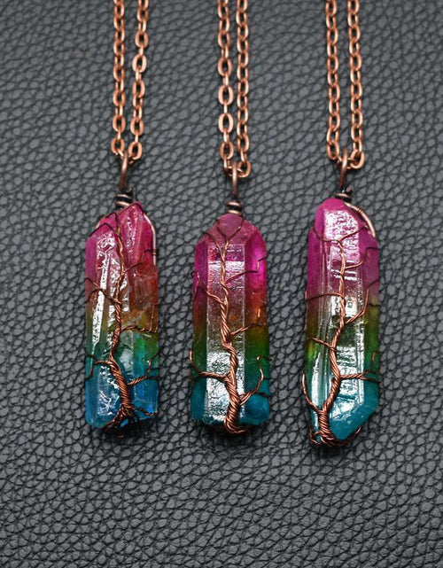 Load image into Gallery viewer, Hot Selling Stone Crystal Pillar Tree Of Life Pendant
