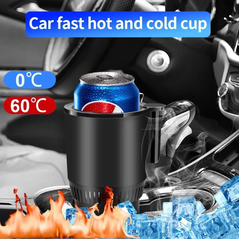 2 In 1 Car Heating Cooling Cup 12V Smart Car Cup Holder Digital Temperature Display Drink Cup Warmer Cooler Mini Car Refrigerator