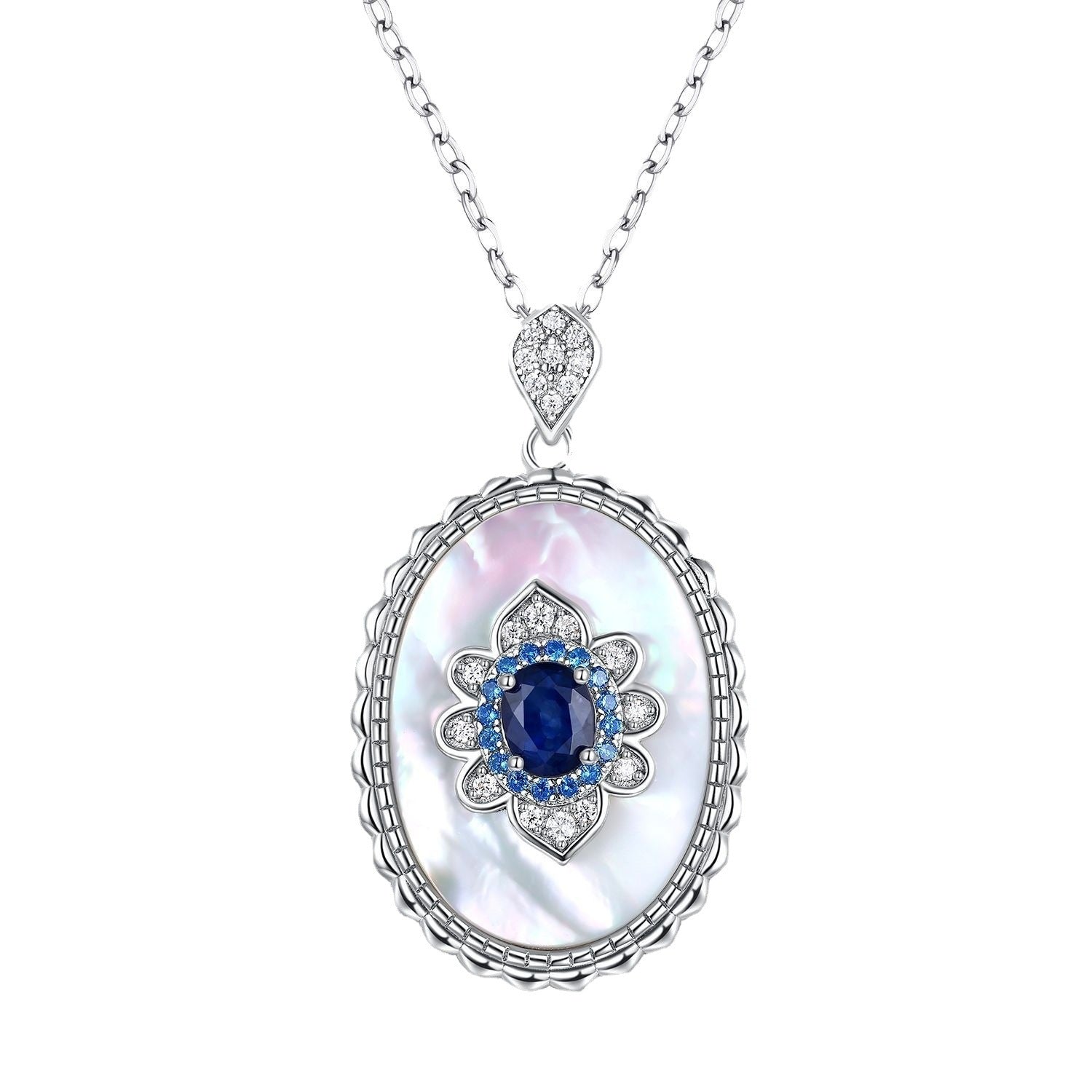 Sapphire Diamond Pendant 925 Sterling Silver Party Wedding Pendants Chain Necklace For Women Charm Jewellery