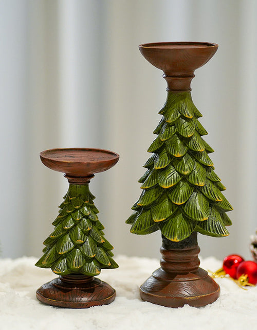 Load image into Gallery viewer, Resin Wooden Christmas Tree Candle Holder Base Figurine Christmas Decorations Candlestick Craft Home Living Room Decor
