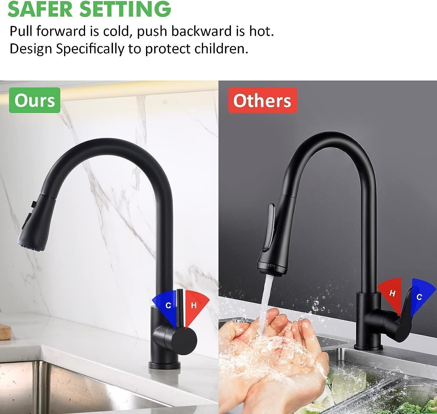 360 Kitchen Sink Mixer Taps Pull Out Spout Spray Single Lever Modern Mono