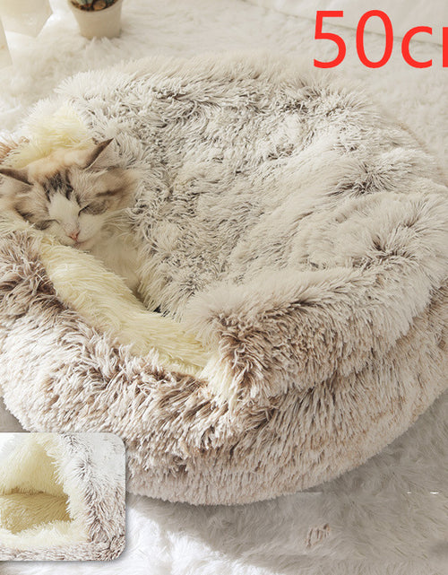 Load image into Gallery viewer, 2 In 1 Dog And Cat Bed Pet Winter Bed Round Plush Warm Bed House Soft Long Plush Pets Bed
