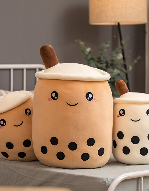 Load image into Gallery viewer, Unique Soft Teddy Plush Boba Milk Tea Plushie Toy Stuffed Fruit Shape Taste Milk Tea Hug Pillow Balls Boba Tea Cup Cushion Kids
