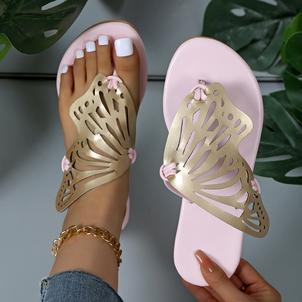 Fashion Hollow Butterfly Flip-Flops Summer Sandals Slippers