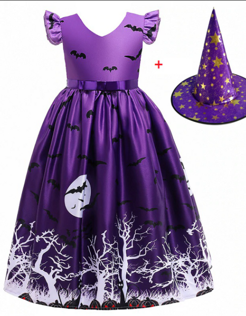 Load image into Gallery viewer, Halloween Princess Dress Halloween Printed Mesh
