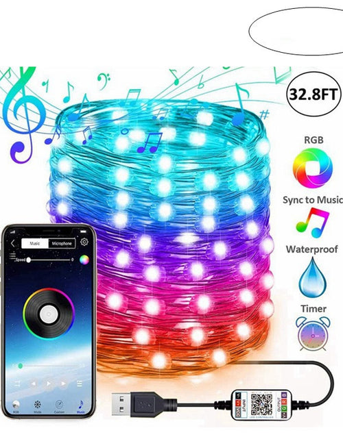 Load image into Gallery viewer, APP Light String Mobile Phone Bluetooth USB Copper Wire Music Decorative Lantern
