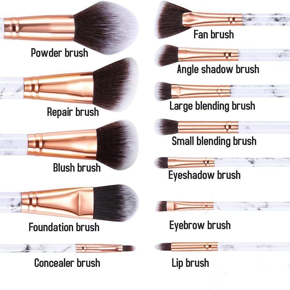 Make-Up Brushes  Professional 12Pcs Marble Make Up Brushes Set