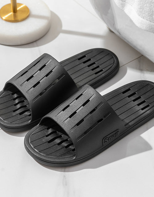 Load image into Gallery viewer, Anti-slip Striped Texture Hollow Design Slippers Women Floor Bathroom House Shoes Summer Indoor Home Slipper Couple
