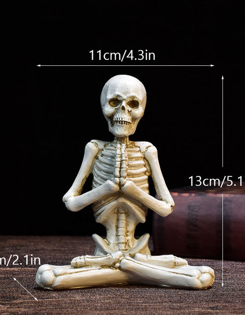 Load image into Gallery viewer, Halloween Horror Desktop Decoration Resin Ornaments Feature Modeling Yoga Skull Skeleton
