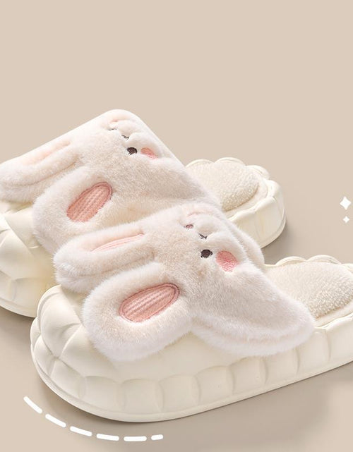 Load image into Gallery viewer, Cute Rabbit Shoes Winter Fuzzy Slippers Women Detachable Washable House Shoes
